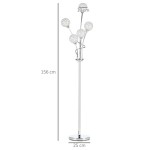 HOMCOM 5-Light Floor Lamp with K9 Crystal Bead Shade, Silver - Tall Modern Living Room Lighting (B31-429V70SR)